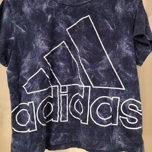 Adidas blue marble crop tee